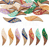 14Pcs 7 Colors Opaque Resin and Walnut Wood Big Pendants RESI-TA0005-12-1