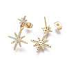 Brass Micro Pave Clear Cubic Zirconia Stud Earrings EJEW-T011-010-NF-3
