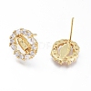 Brass Micro Pave Cubic Zirconia Ear Studs EJEW-G279-03G-01-2