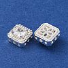 Brass Micro Pave Clear Cubic Zirconia Beads KK-S389-29S-2
