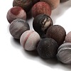 Frosted Natural Petrified Wood Round Bead Strands G-F266-07-8mm-01-2