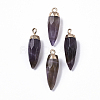 Top Golden Plated Natural Amethyst Pointed Pendants X-G-S359-078F-1