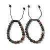 8mm Round Natural Indian Agate  Braided Bead Bracelets BJEW-C067-01B-27-1