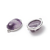 Brass Natural Amethyst Links connectors G-E398-03D-3