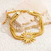 Sunflower 304 Stainless Steel Multi-layer Bracelets BJEW-135-01G-1