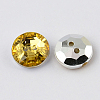 2-Hole Taiwan Acrylic Rhinestone Flat Round Buttons BUTT-F015-21mm-30-2