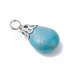 Dyed Synthetic Turquoise Pendants PALLOY-JF04355-02-4