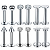 6 Styles Stainless Steel Clear Cubic Zirconia Internally Threaded Labrets WG43458-01-1