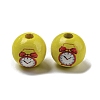 Printed Wood European Beads WOOD-L020-D09-1