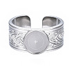 304 Stainless Steel Open Cuff Finger Ring Cabochon Settings STAS-T060-05-M-2