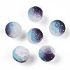 Frosted Baking Paint Crackle Glass Beads with Glitter Powder DGLA-T004-8mm-01J-1