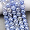 Electroplated Natural Agate Beads Strands G-B191-A07-10mm-16-1