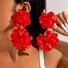 Flower Alloy Cloth Dangle Stud Earrings FS-WGD2E13-01-1