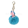 Cute Unicorn PVC & Imitate Rex Rabbit Fur Ball Keychain KEYC-C005-03B-1