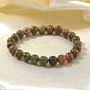 Natural Unakite Bead Stretch Bracelets X-BJEW-K212-B-006-8