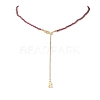2.5MM Faceted Round Natural Tourmaline & Fluorite & Garnet & Obsidian & Lapis Lazuli Beaded Lariat Necklaces NJEW-JN05874-5
