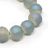 Faceted Electroplate Transparent Frosted Glass Round Beads Strands EGLA-F085-M-3