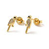 Rack Plating Brass Micro Pave Clear Cubic Zirconia Bird Stud Earrings EJEW-F301-24-3