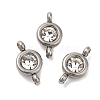 304 Stainless Steel Single Rhinestone Connector Charms STAS-E194-13P-1