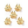 Halloween Brass Micro Pave Green Cubic Zirconia Connector Charms KK-E068-VF354-4