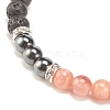 Natural Lava Rock & Gemstone Round Beaded Bracelet for Women BJEW-JB08336-01-4