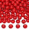Spray Painted Round Natural Schima Wood Beads WOOD-PA0001-81C-01-1