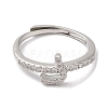 Rack Plating Brass Cubic Zirconia Arabic Letters Adjustable Rings for Women RJEW-S407-10P-10-2
