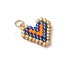 Glass Seed Beaded Heart Charms PALLOY-MZ00925-4