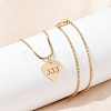 Brass Heart with Lucky Number 333 Pendant Necklaces & Alloy Pendants Sets SJEW-P005-01G-3