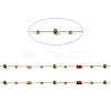 Cuboid Natural Mixed Gemstone & Glass Rondelle Beaded Link Chains CHS-G028-18G-02-2