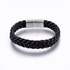 Leather Braided Cord Bracelets BJEW-E345-14A-P-1