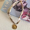 304 Stainless Steel Enamel Pendant Printed Cloth Scarf Necklaces for Women FS-WGDE682-06-1