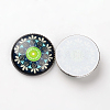 Dome/Half Round with Flower Art Pattern Luminous Flat Back Glass Cabochons for DIY Projects X-GGLA-L010-18mm-10F-2