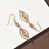 304 Stainless Steel Leaf Dangle Earrings EJEW-Z129-13RG-3