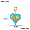 Heart with Word Love Charms 304 Stainless Steel Enamel Pendants STAS-OY004-10G-4