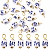 20Pcs Blue & White Floral Printed Porcelain Pendants PALLOY-YW00112-03-1