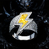 Brass Micro Pave Cubic Zirconia Finger Rings for Men WG532F7-01-1