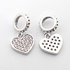 Brass Micro Pave Cubic Zirconia Large Hole European Dangle Heart Charms ZIRC-N009-01M-2