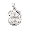 Rack Plating Brass Clear Cubic Zirconia Charms KK-L217-003P-1