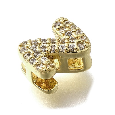 Brass Micro Pave Cubic Zirconia Letter Multi-Strand Links KK-D295-32G-26-1