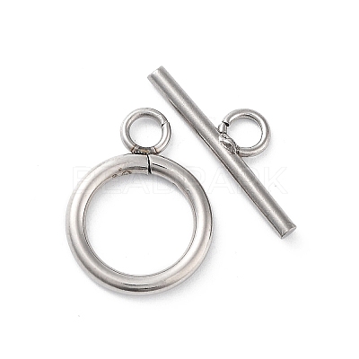 Non-Tarnish 304 Stainless Steel Ring Toggle Clasps STAS-A092-09H-P-1