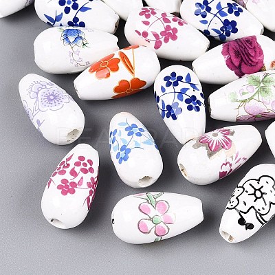 Printed Handmade Porcelain Beads PORC-N014-06A-1