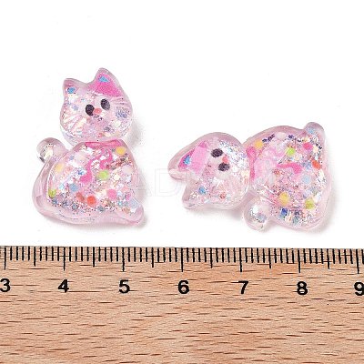 Transparent Resin Bowknot Kitten Decoden Cabochons RESI-M045-07-1