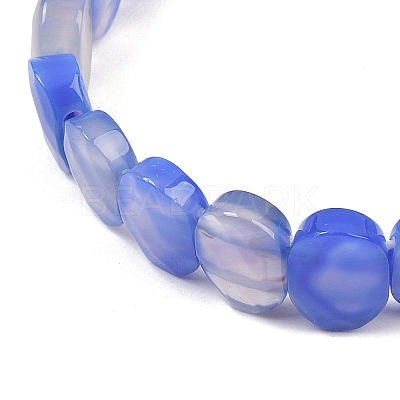 Dyed & Heated Natural Agate Oval Beaded Stretch Bracelet G-E010-01-18-1