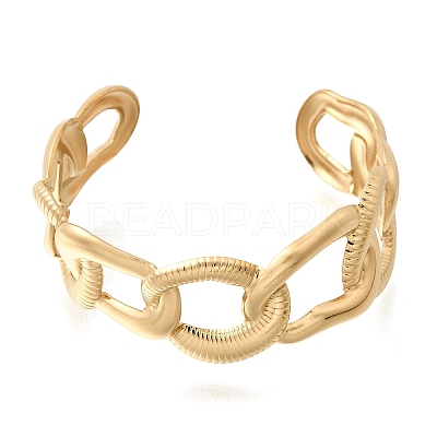 Boho 304 Stainless Steel Twisted Link Cuff Bangles SA-CBA1E89-01D-G-1