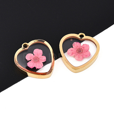 304 Stainless Steel Epoxy Resin Pendants STAS-T072-25-1