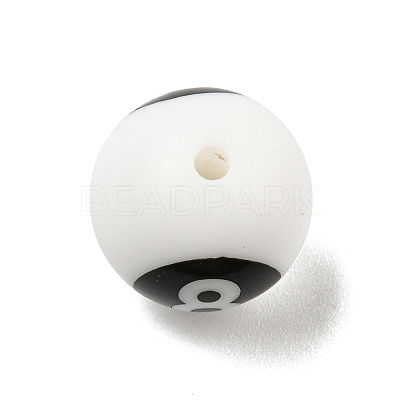 Round with Black Number 8 Silicone Focal Beads SIL-R013-01I-1
