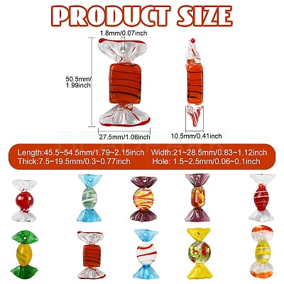 10Pcs 10 Styles Glass Pendants GLAA-CJ0002-89-1