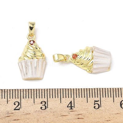 Brass Micro Pave Cubic Zirconia with Enamel Pendants KK-Z134-16G-01-1