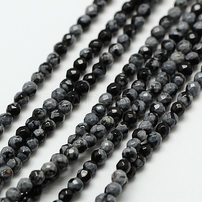 Natural Snowflake Obsidian Bead Strands X-G-A129-3mm-12-1